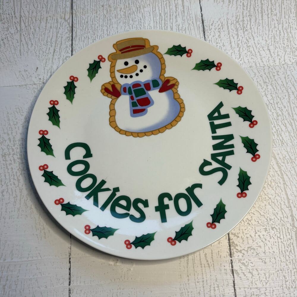 Cookies for Santa Snowman Christmas Plate 8" Ceramic